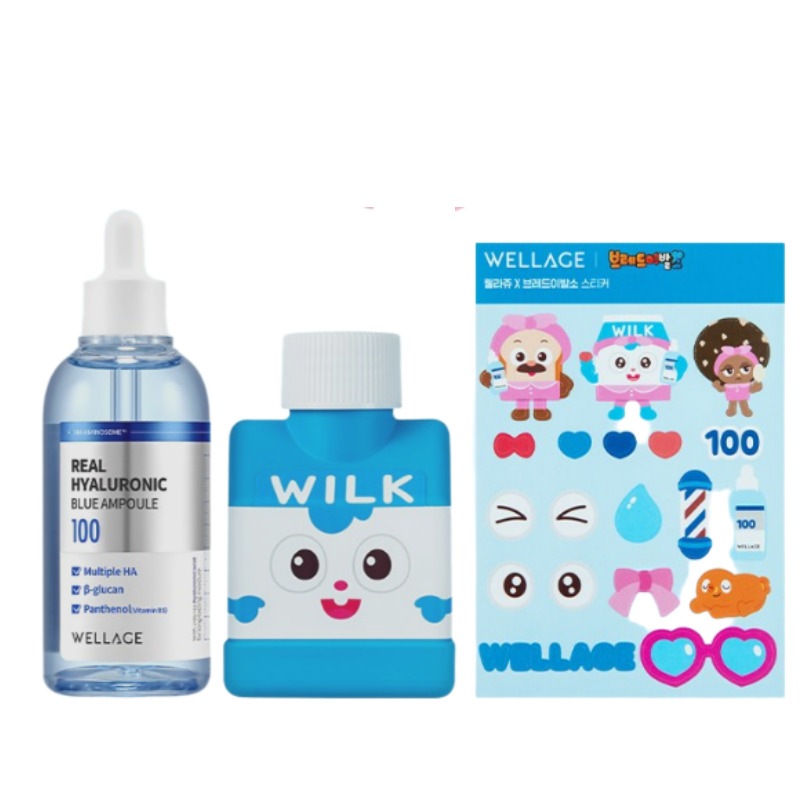 リアルヒアルロニックブルーアンプル100ml + ウィルク詰め替え75ml + ウィルクル詰め替えボトル飾りステッカー / 1個