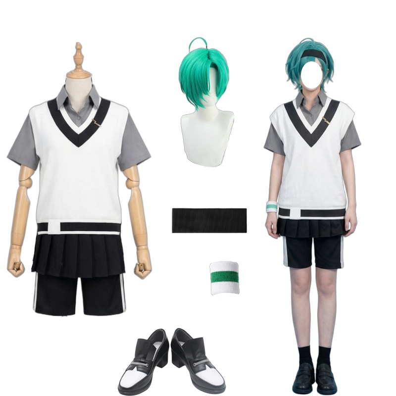 七次元生徒会 コスプレ 緑仙 夏服 コスプレ衣装 生徒会 衣装 アクセサリー付き 「ウィッグ 靴 追加可」 仮装 ハロウイン クリスマス コスチューム