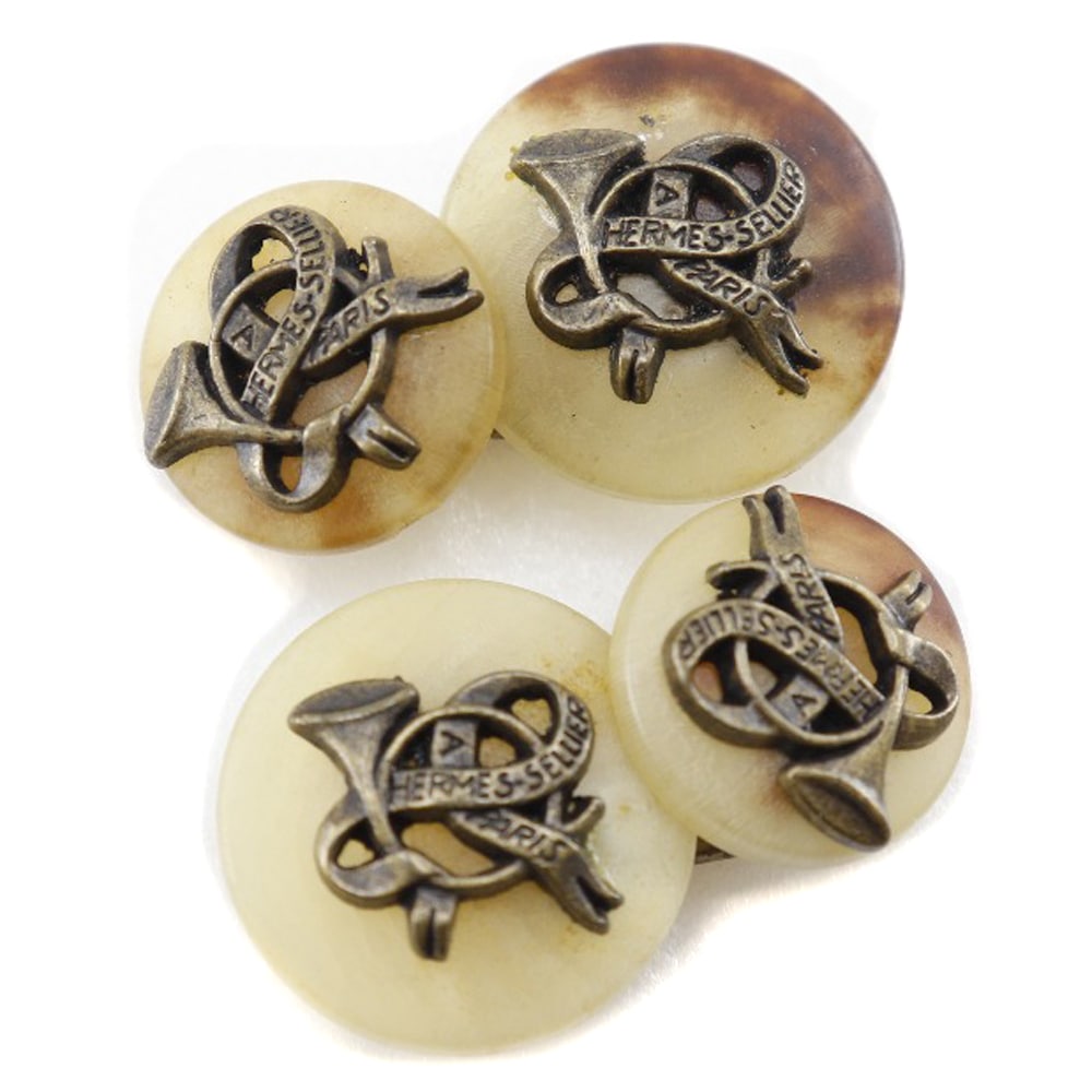 ラッパ カフス バッファローホーン ベージュ 茶 メンズ 中古品