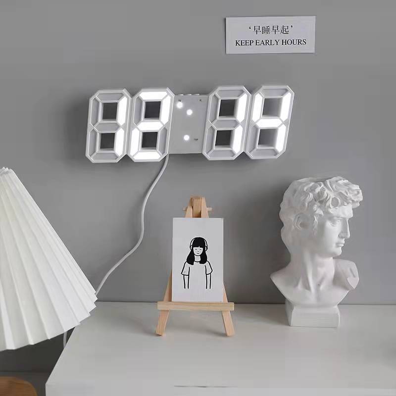 【限定価格セール！】 韓国シンプルスタイルSNS話題3d壁掛け式置き時計LED掛け時計目覚まし時計USBデジタル時計 掛時計