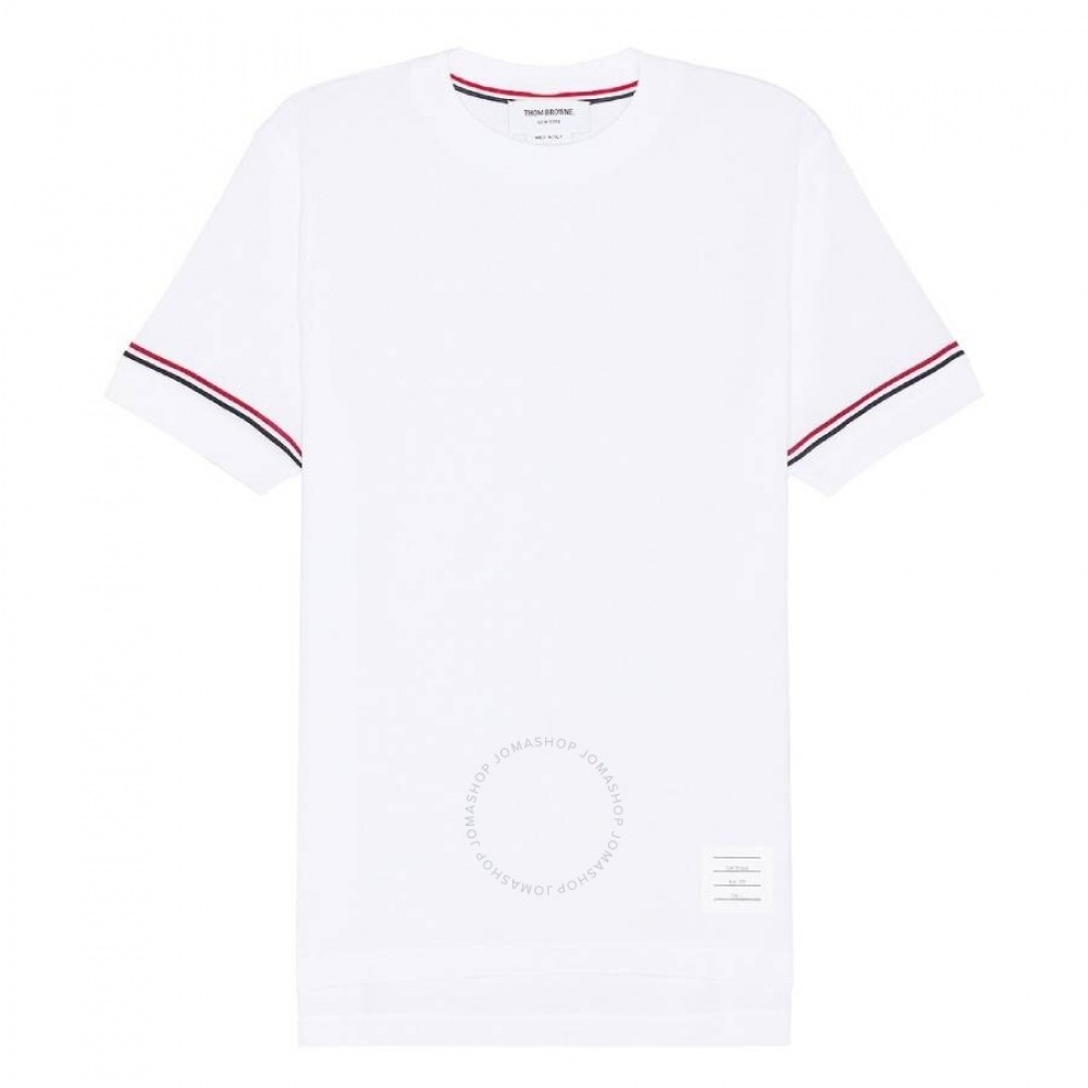 トム・ブラウンライトウェイトストライプカフコットン T シャツ MJS247A J0129 100