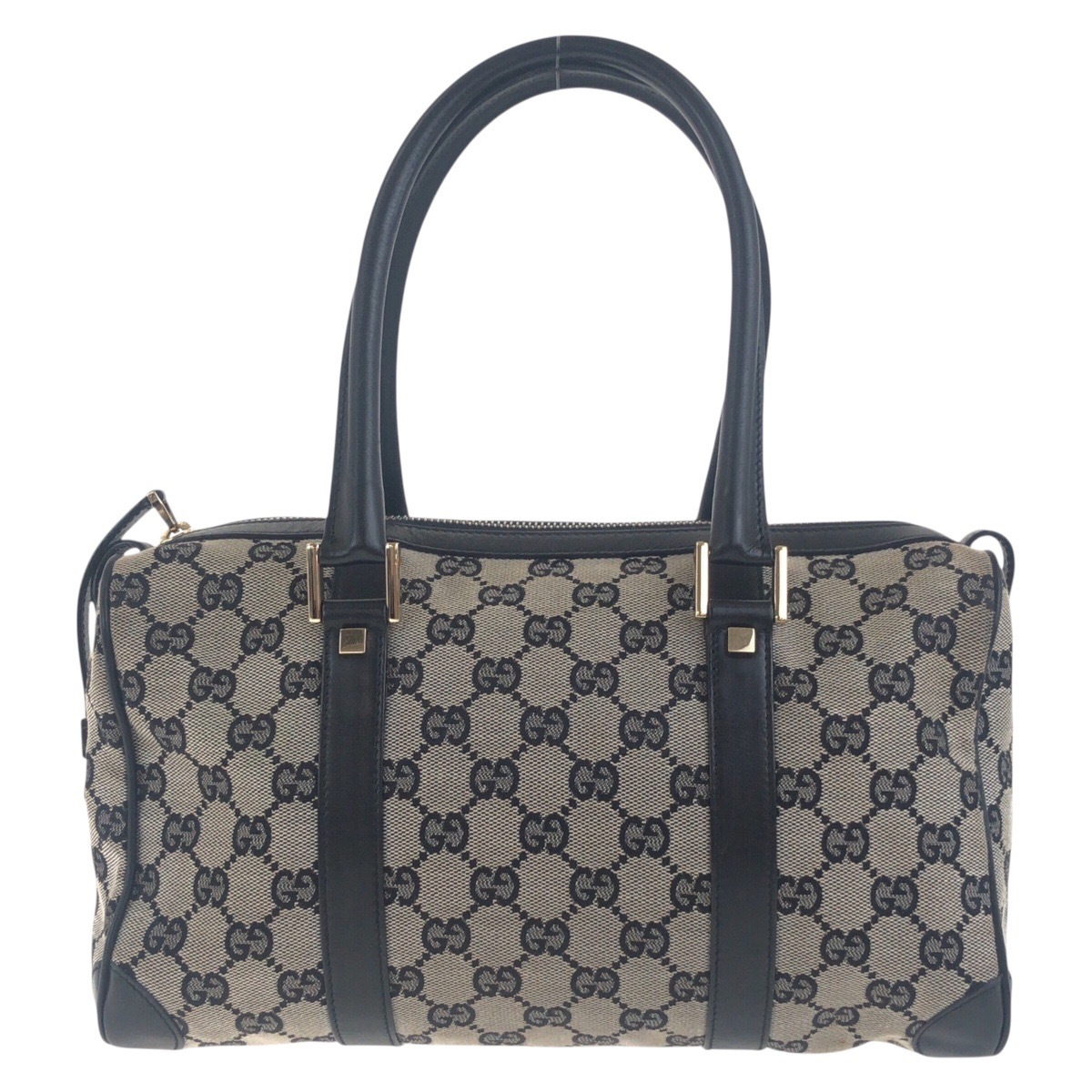 ブラック 黒 グレー ゴールド金具 GGキャンバス/レザー 000 0851 ハンドバッグ ミニボストンバッグ レディース 504055