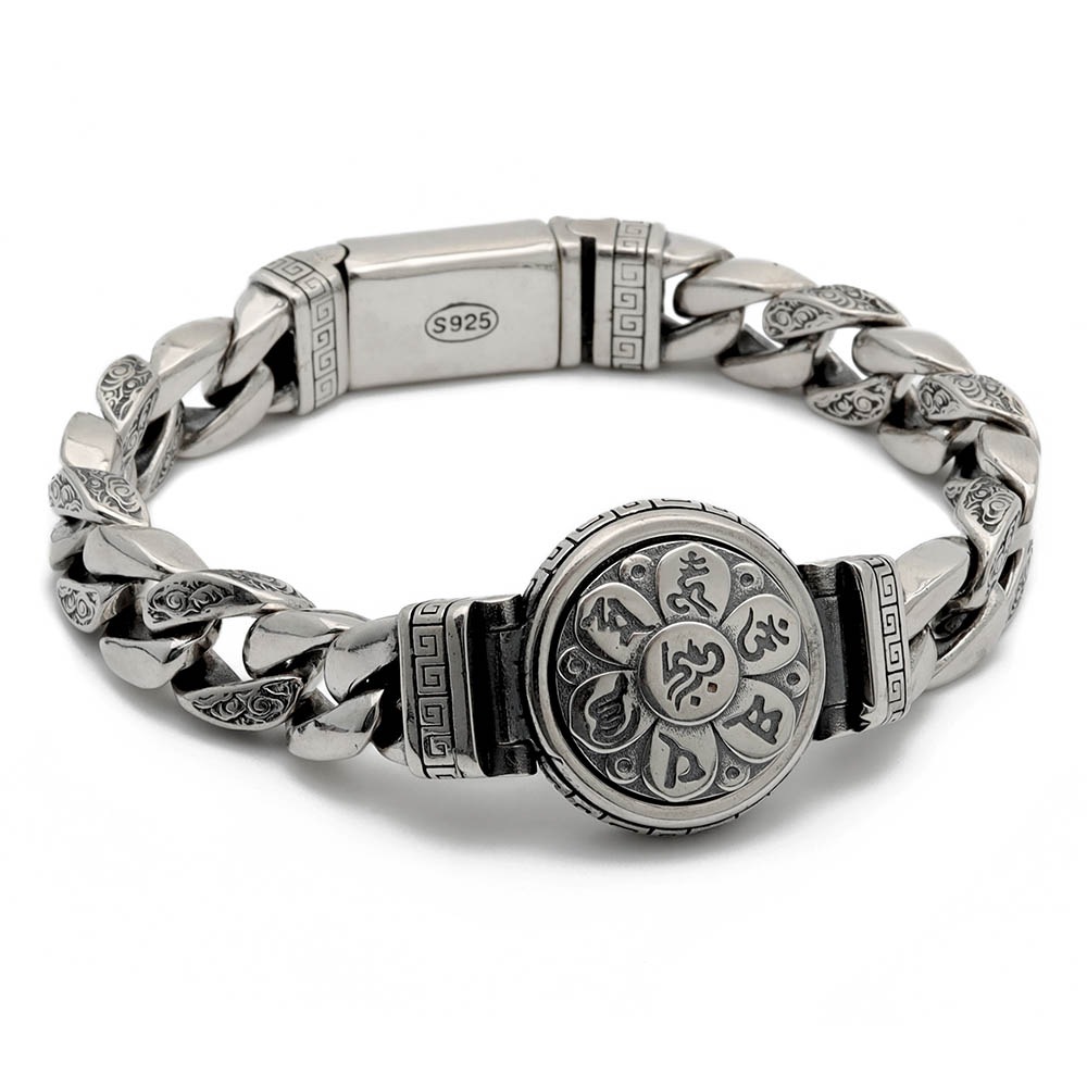 925 六字真言 チェーンブレスレット [bs165]