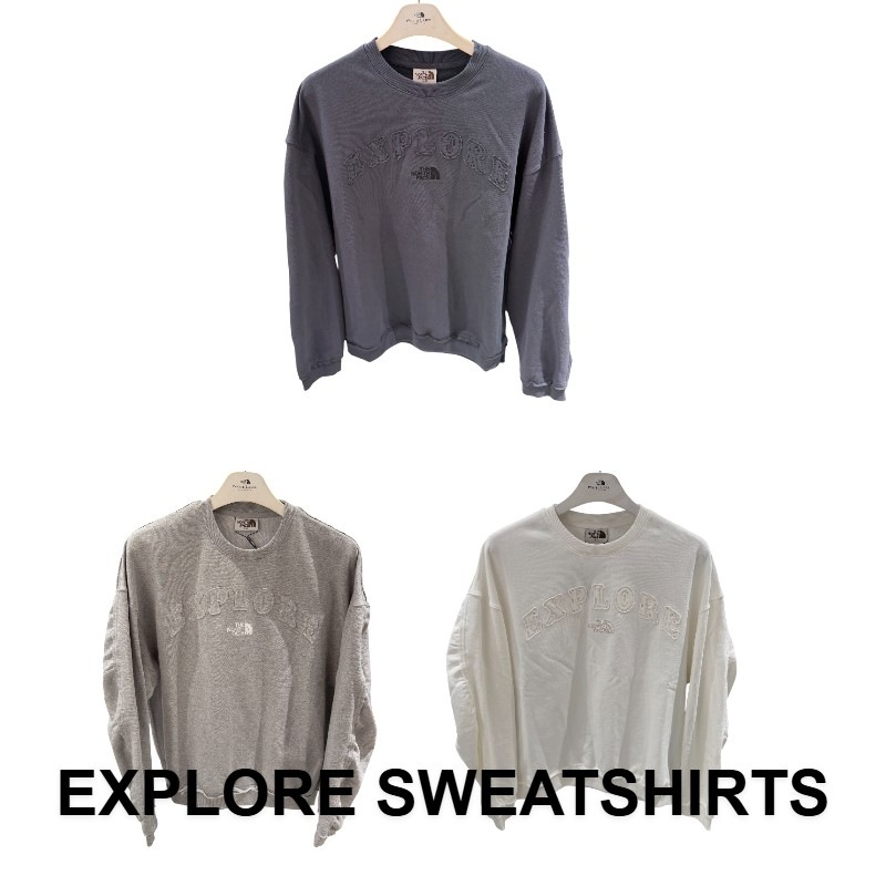 韓国正規品保証 関税負担なしNM5MS08J EXPLORE SWEATSHIRTSデイリー 基本 着装 男子 女子 人気 韓国 ファッション 男女共用 アウトドア