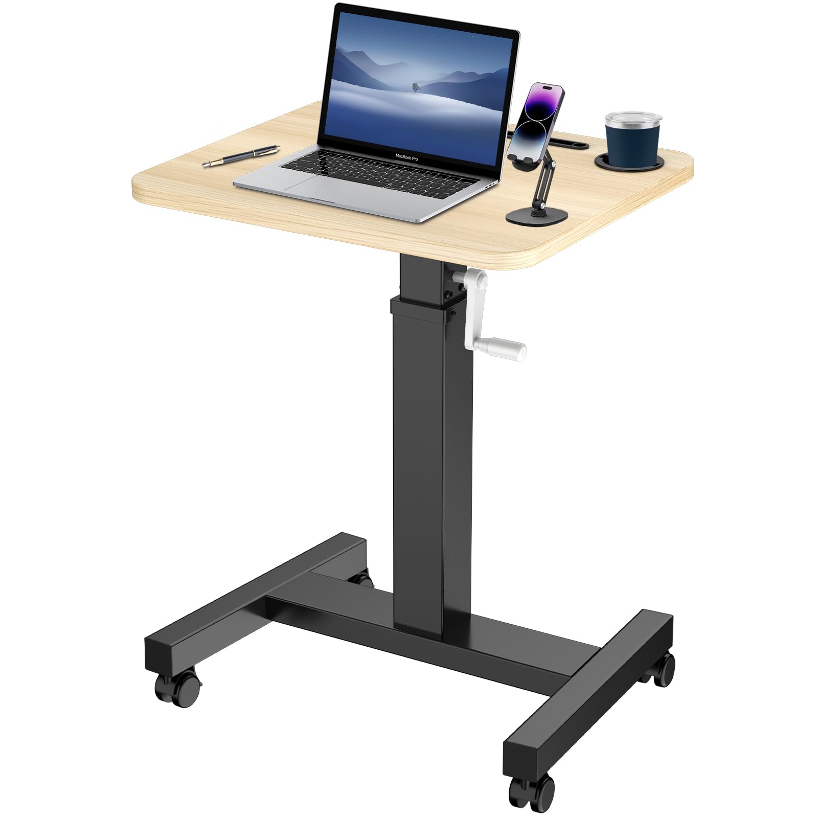 ゲーミングデスク パソコンデスク pcデスク ローデスク手動 昇降式デスクキャスター付き 静音 速い 安定昇降 オフィスデスク 幅60cm×奥行50cm×高さ79~110cm 高さ 82624 8,322円