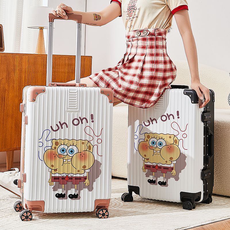 2024新しい落書きスポンジボブスーツケース学生かわいい女性パスワードボックス高見え母子ボックス超厚いスーツケース