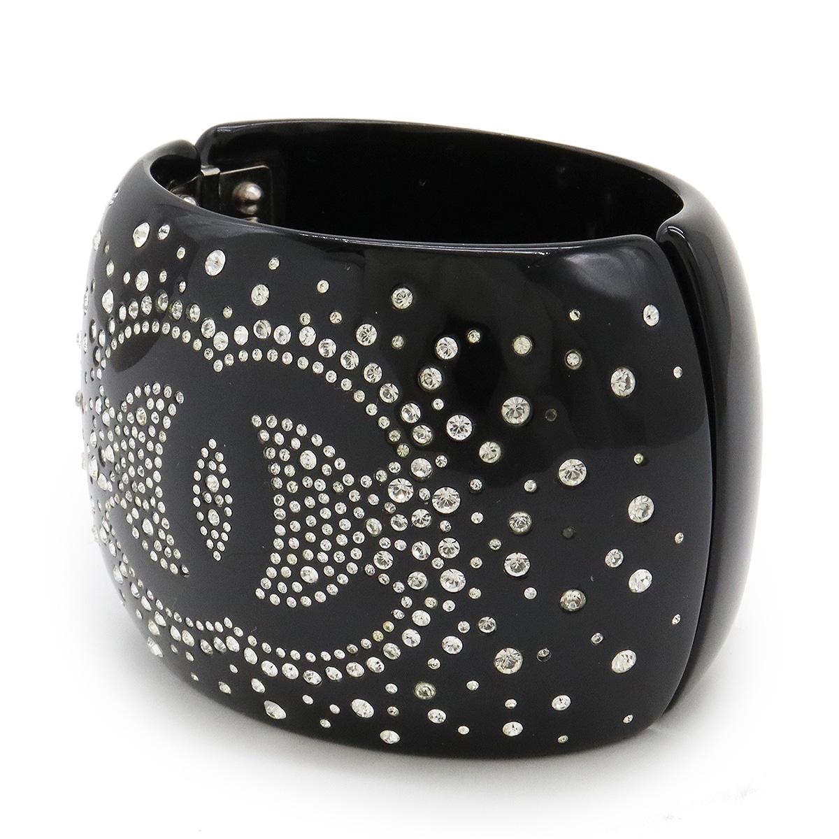 ココマーク バングル ブレスレット 開閉式 プラスチック ラインストーン ブラック 黒 10