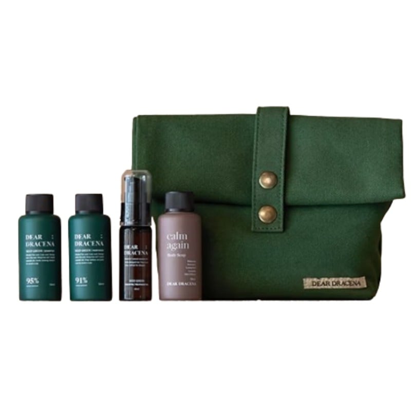 [ポーチ贈呈】エッセンシャルグリーントラベルセット(シードグリーンシャンプー/シードグリーンヘアマスク/カムアゲインボディソープ/シードグリーンエッセンシャルトリートメントオイル)