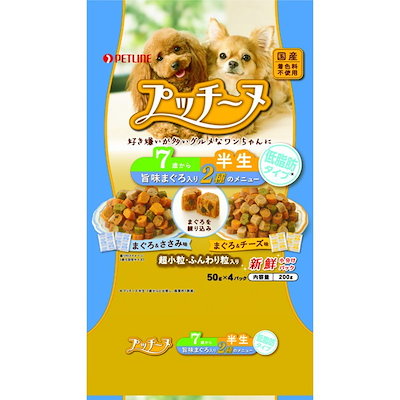 他サイト： ペットライン　いぬのしあわせ　プッチーヌ　７歳からの高齢犬用　低脂肪タイプ（セミモイストタイプ）　２００ｇ　ＣＲＣ45―06―99―00―00の商品画像