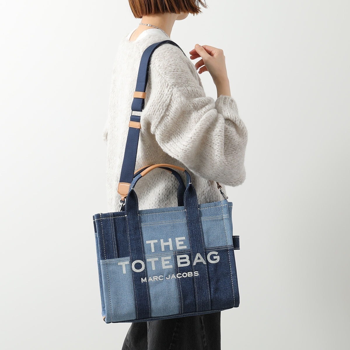 MARC JACOBS マークジェイコブス トートバッグ THE DENIM TOTE BAG MIDIUM ザ デニム ミディアム H017M06FA21 レディース コットン 刺繍ロゴ