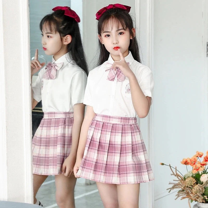 子供jkドレス3個ガール日本韓国派制服プリーツスカート半袖