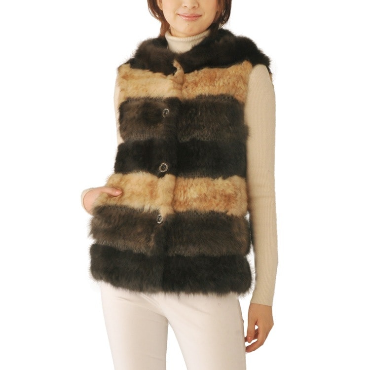 セーブル ベスト 編み込み デザイン フード付き ギフト (No.104143r)