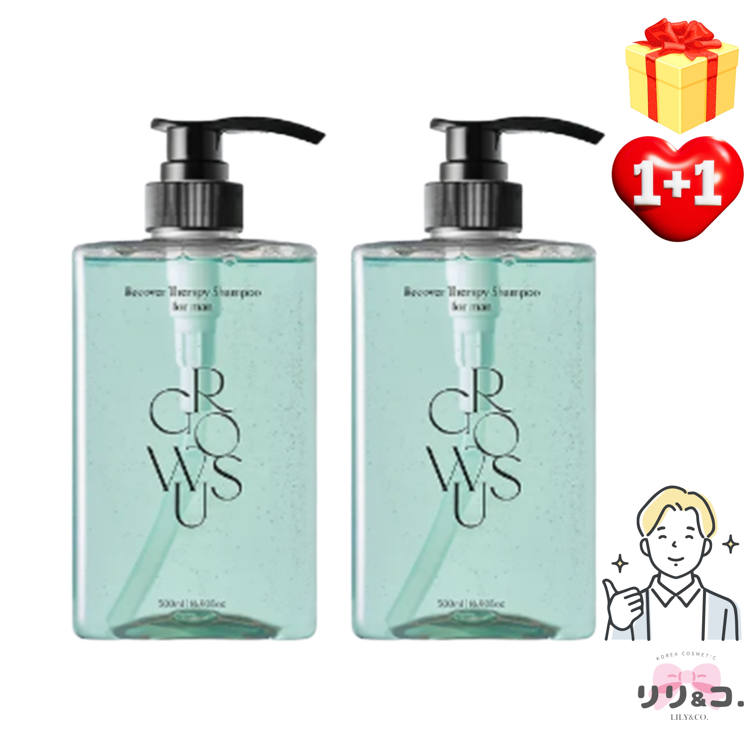 [NEW 韓国人気 1+1] リカバリーセラピー シャンプー フォーメン 500ml+500ml 脱毛 頭皮 ノンシリコン 敏感肌 韓国 メンズ おすすめ ヘアケア サラサラ さらさら 保湿 ダメージ