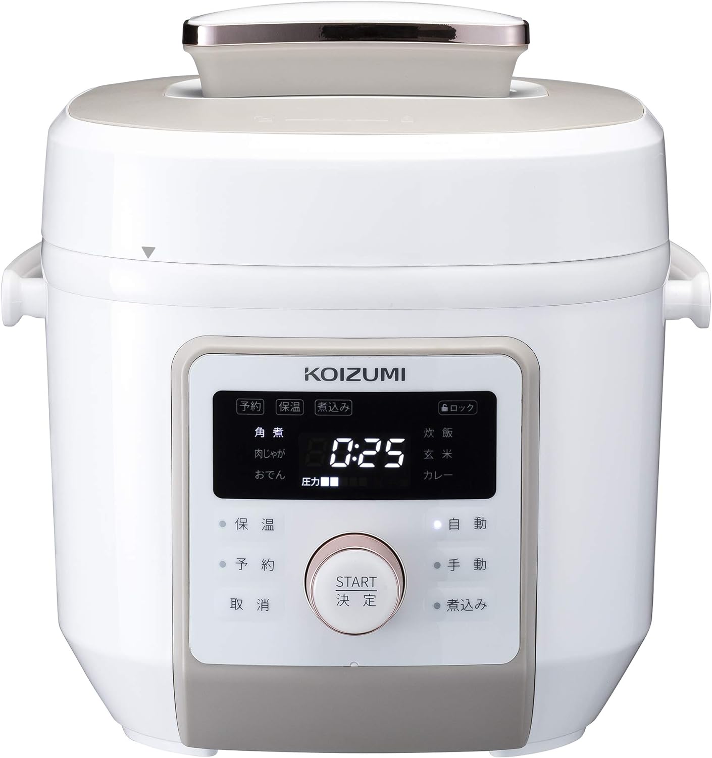 コイズミ マイコン電気圧力鍋 2.0L 6種類自動メニュー ワンタッチ 55品搭載レシピブック付き ホワイト KSC-4501/W