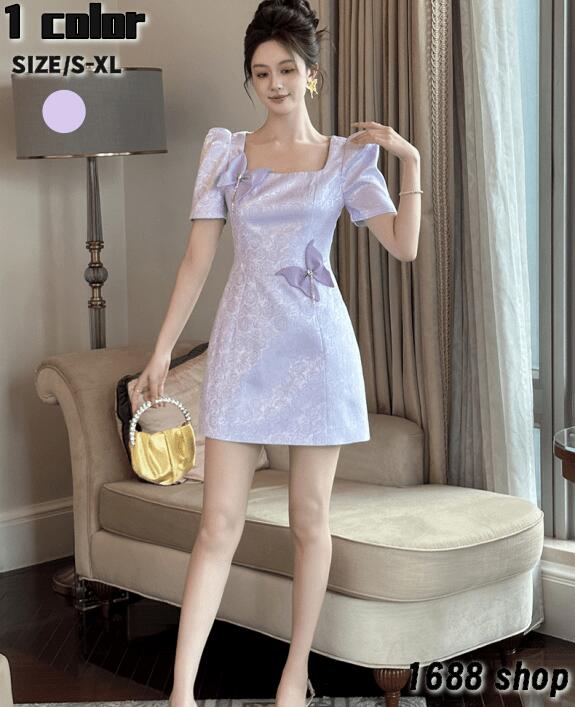 今だけ！2025 ワンピース Aライン ミニ 姫系ワンピース　花柄　ワンピース インポート ひざ丈 ミドル丈 エレガント　韓国ファッション シンプル Vネック パーティドレス 袖あり　お嬢様 セクシー