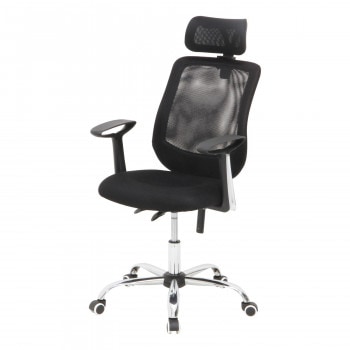 不二貿易 C/D:50095 オフィスチェアー ヘッド付 アンテロープ BK 50095