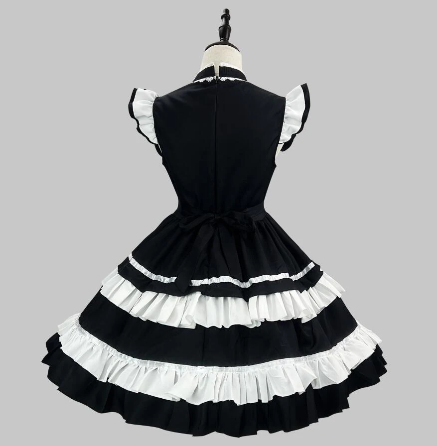 中華風ロリータドレス ワンピース メイド服 可愛 半袖 エプロ ロリータ ワンピース リボン付き パニエ対応可能 喫茶店 メイド コスプレ衣装 ワンピース ゴスロリ ロリータ服 仮装 衣装 蝶リボン 4,612円