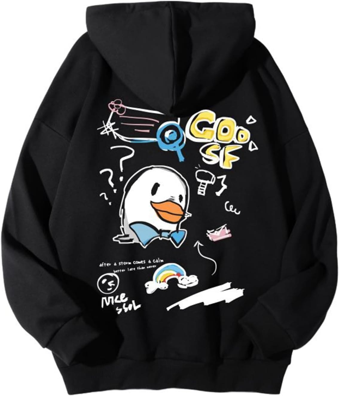 パーカー トレーナー アヒル柄 フード付き メンズ 長袖 綿100% レディース トップス 小さめ xs ポケット付き ワンポイント ドローストリング付き 春秋用 お揃い 散歩 通学 運動