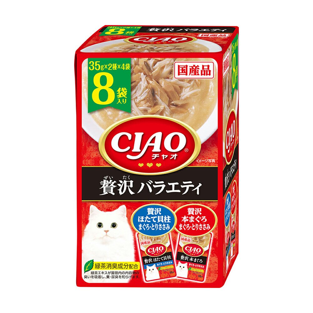 いなば　ＣＩＡＯ　チャオ　パウチ　８袋入り　贅沢バラエティ　４０ｇX８袋X１２個　ＣＲＣ35―20―20―10―40