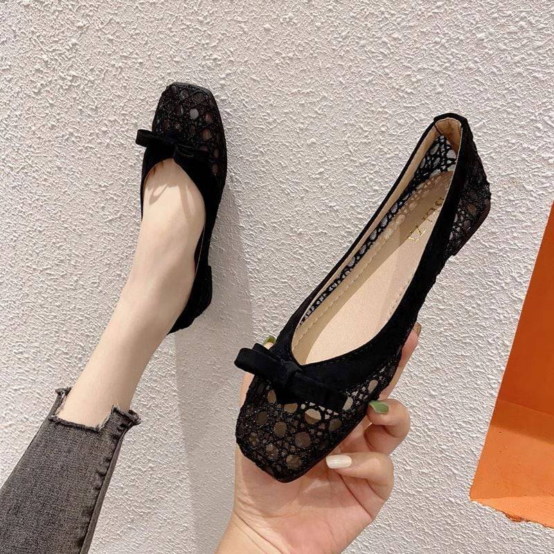 2color レディース パンプス シースルーパンプス バレエシューズ フラットシューズ リボン 1cmヒール ローヒール ぺたんこ 4,948円