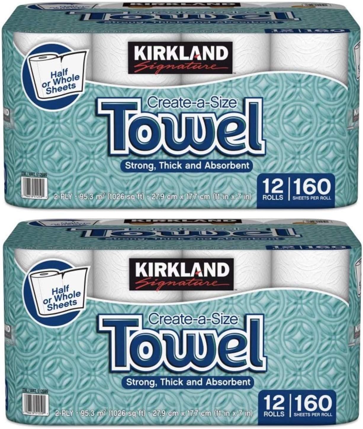 2個セット コストコ KIRKLAND カークランド シグネチャー キッチンペーパー ロールタオル ペーパータオル 160カット12ロール 簡易包装
