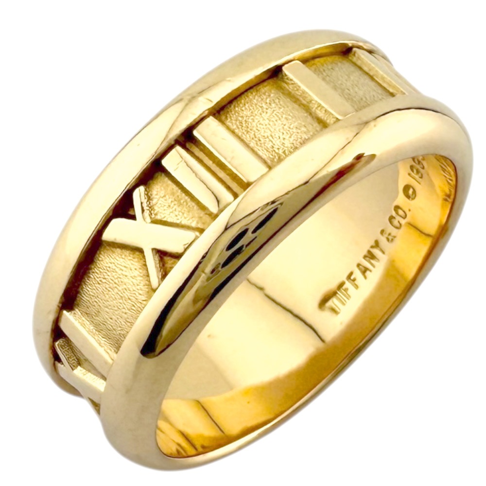 ティファニー アトラス リング 指輪 9号 18金 K18イエローゴールド TIFFANY&Co. 中古 美品