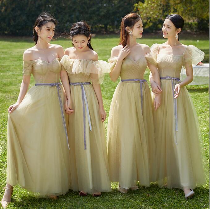 マキシ丈ワンピース パーティードレス 着痩せ ウェディングドレス 結婚式ドレス ロングドレス お呼ばれワンピース フォーマル 可愛い ブライズメイド 卒業式 レディース 素敵 肩出し 半袖 優雅 Vネ