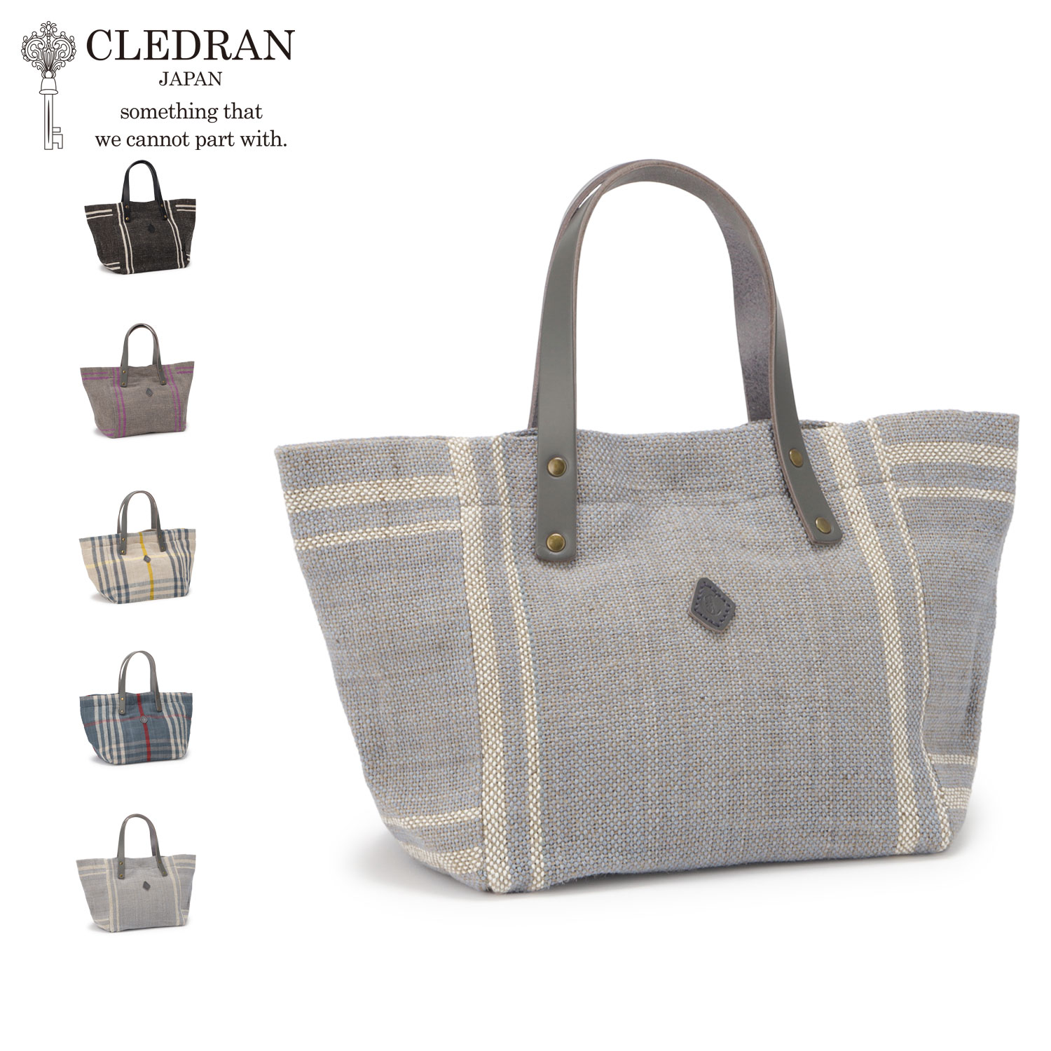 トートバッグ メンズ レディース 軽量 HAND&WORK COTTON JUTE STRIPE S ブラック グレー ベージュ ブルー 黒 CL3914