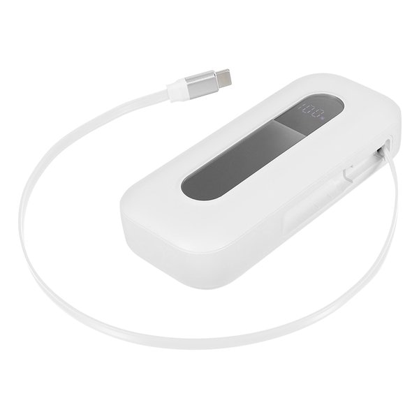 巻き取り式ケーブル内蔵 10000mAh 最大PD20W対応 モバイルバッテリー ホワイト OWL-LPB10021CR-WH