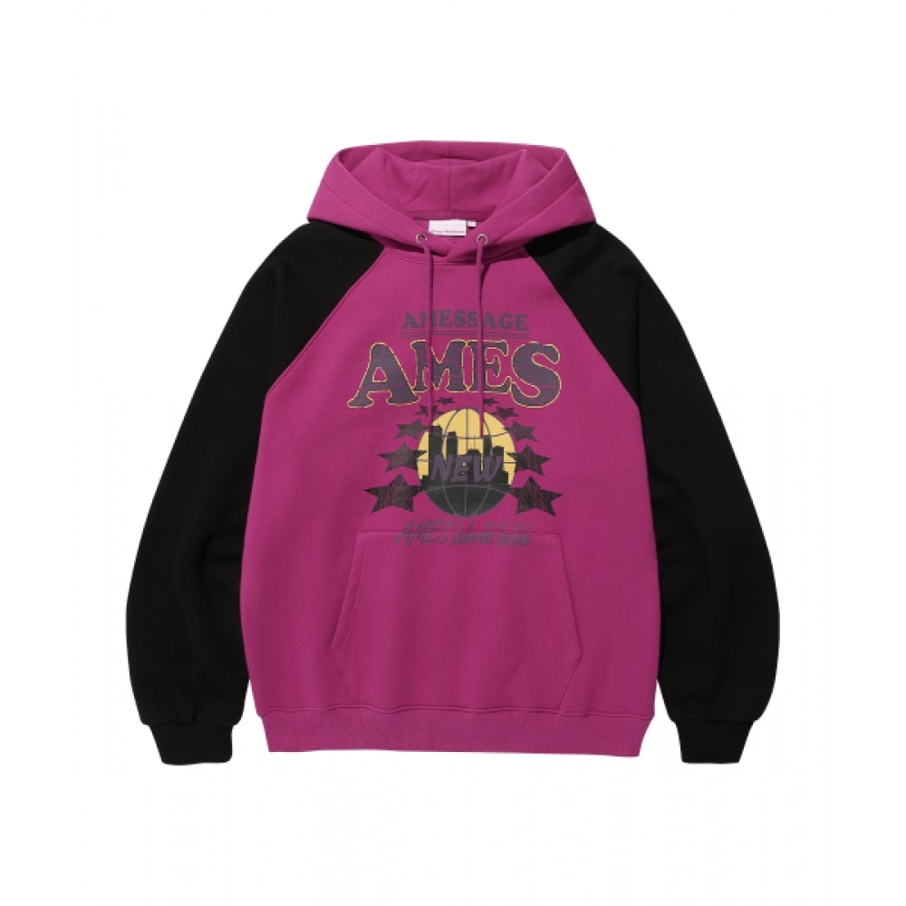 AMES-WORLDWIDE ビンテージワールドグラフィックラグランパーカーピンク (AM2EFUM402A)