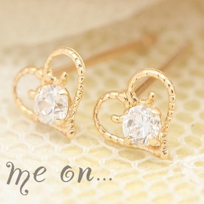 me on... K10PG K10YG キュービックジルコニア オープンハートピアス 4,910円