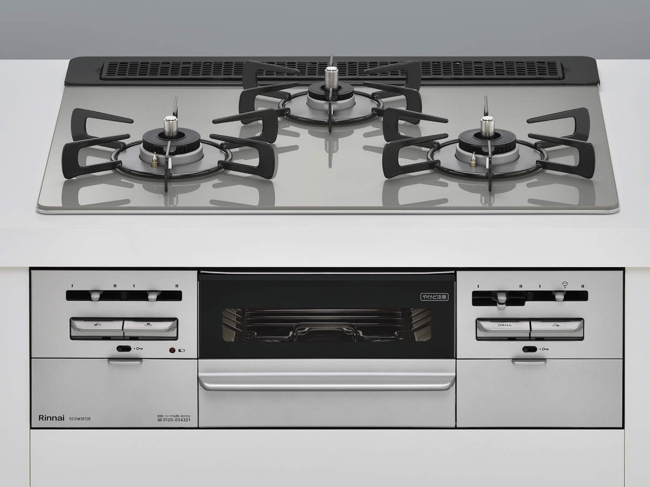 ビルトインコンロ センス 3口 3V乾電池タイプ 強火力：左右 都市ガス 13A 60cm 水無し両面焼き RS31W36T2RVW-13A