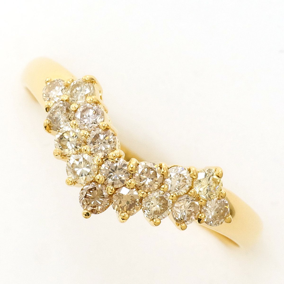 K18 18金 YG イエローゴールド リング・指輪 13.5号 ブラウンダイヤモンド 0.50ct 総重量約1.6g 中古