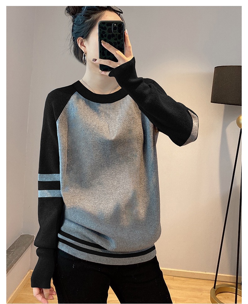 ラウンド ネック ソフト ワックス セーター女性 秋 冬 ルーズ カジュアル ニット セーター ボトムス トップ トレンド グレー S Ｍ Ｌ XL トップス 袖あり かわいい 大人可愛い きれいめ