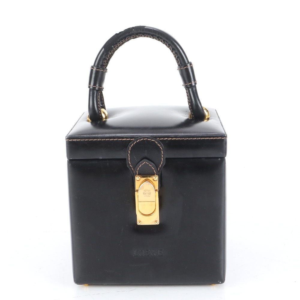 美品 ヴィンテージ アナグラム バニティバッグ レザー ハンドバッグ トート レディース RRE CQ27-10 中古