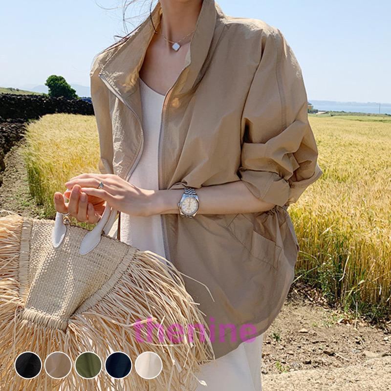 安い商品 今日だけ マウンテンパーカー レディース 春 長袖 スタンドカラー ライトジャケット ライトアウター 黒 白 無地 シンプル フードなし 3枚購入で350円OFF