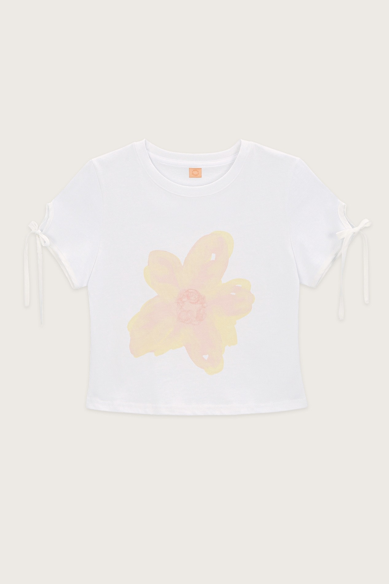 【SINOON】 PRINTED RIBBON SLEEVE T-SHIRT : 2COLOR