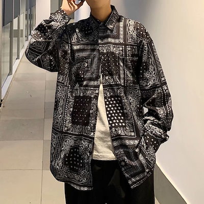 Qoo10] 柄シャツ ペイズリー柄 バンダナ柄 長袖 : メンズ