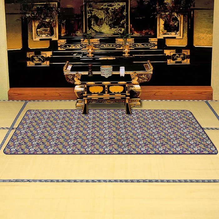燃えにくい 安全 仏前マット 大サイズ 100×180cm 金襴生地 小菊 十六菊 七宝柄 難熱フェルト アルミシート 高級仏前安全マット 敷物 マット 仏間 お彼岸 お盆 日本製