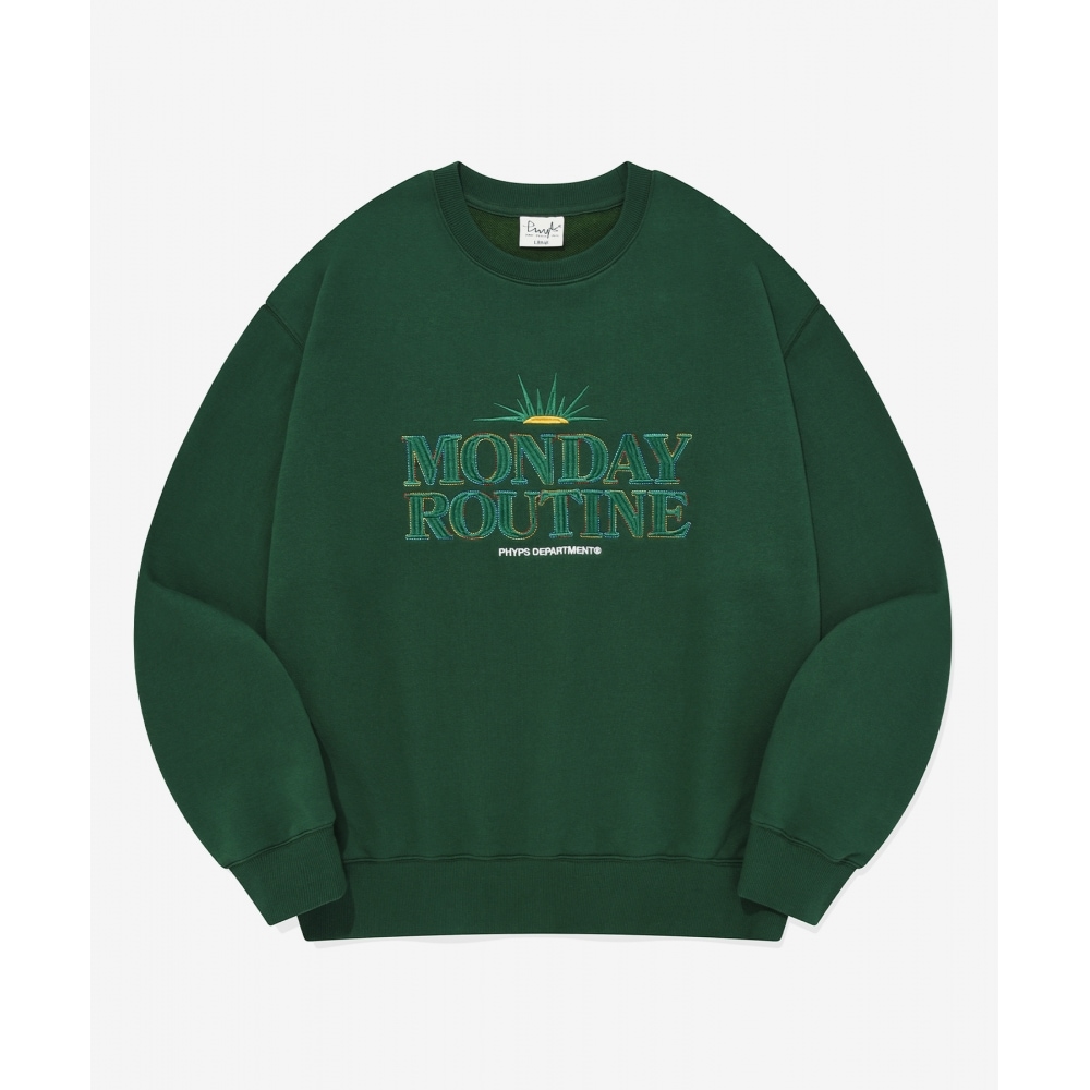 体育部 PHYPS マンデールーチンステッチクルーネックダークグリーン