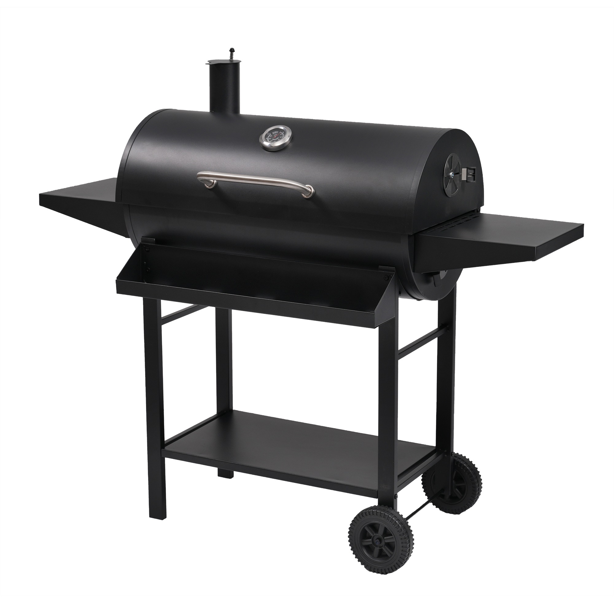 【国内発送】119【レインカバー付き】バーベキューコンロ 焼き網 温度計 サイドテーブル 8-12人用 燻製 温度計で検温可能 BBQコンロ バレル式 バーベキュースタンド BBQスタンド バーベキュ