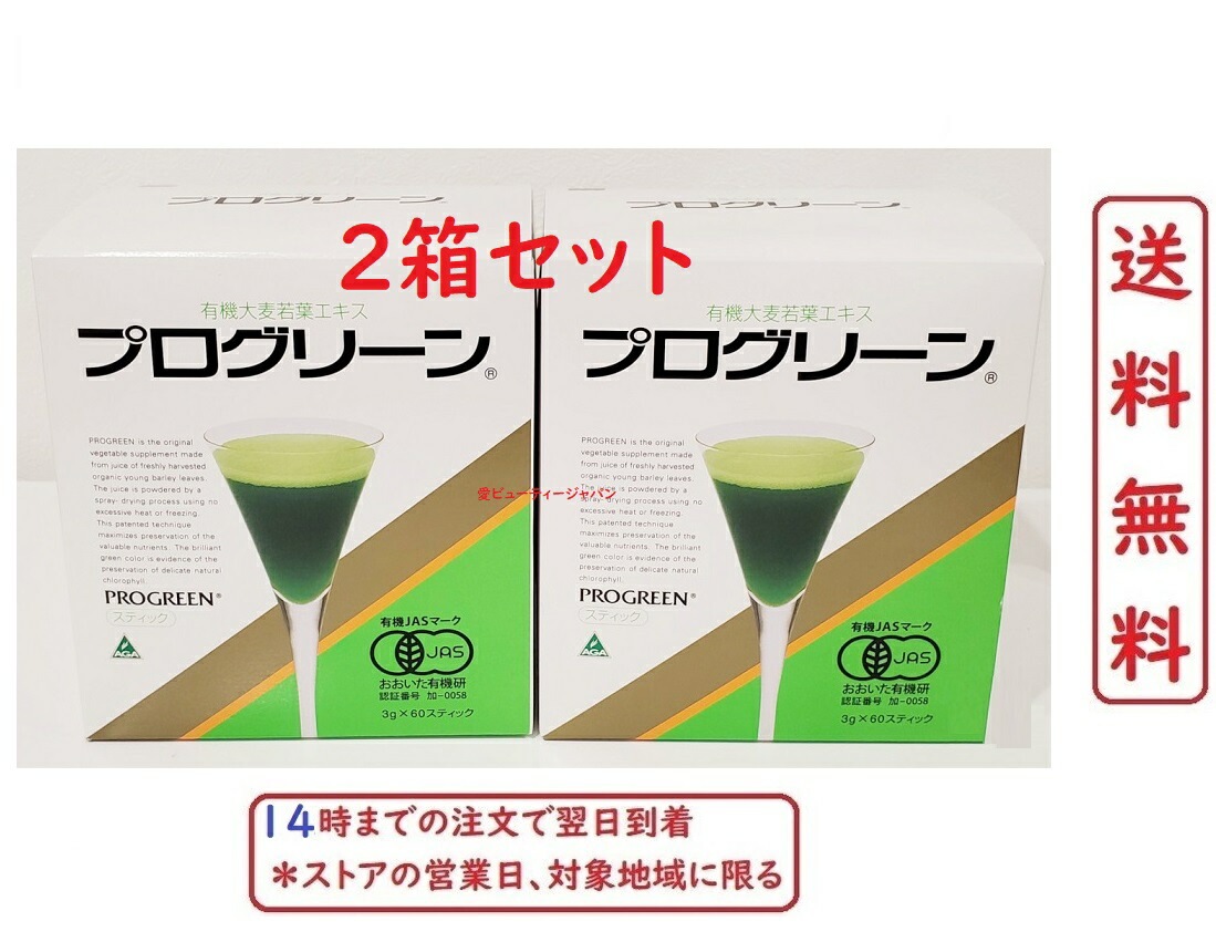 【2箱セット】 プログリーン 青汁 大麦若葉 酵素 フラボノイド サプリメント PROGREEN 3g 60スティック 健康維持 ビタミン ミネラル 野菜食