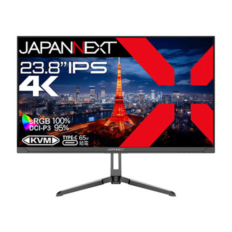JAPANNEXT　液晶モニター IPSパネル搭載 HDMI DP USB Type-C(最大65W給電) HDR sRGB：100％ DCI-P3：95％　JN-IPS2380UHDR-C65W