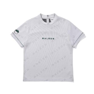 Malbon Golf ビッグロゴ ポイントヘンリーネック オーバーフィット ウーブントップ オフホワイト (レディース)