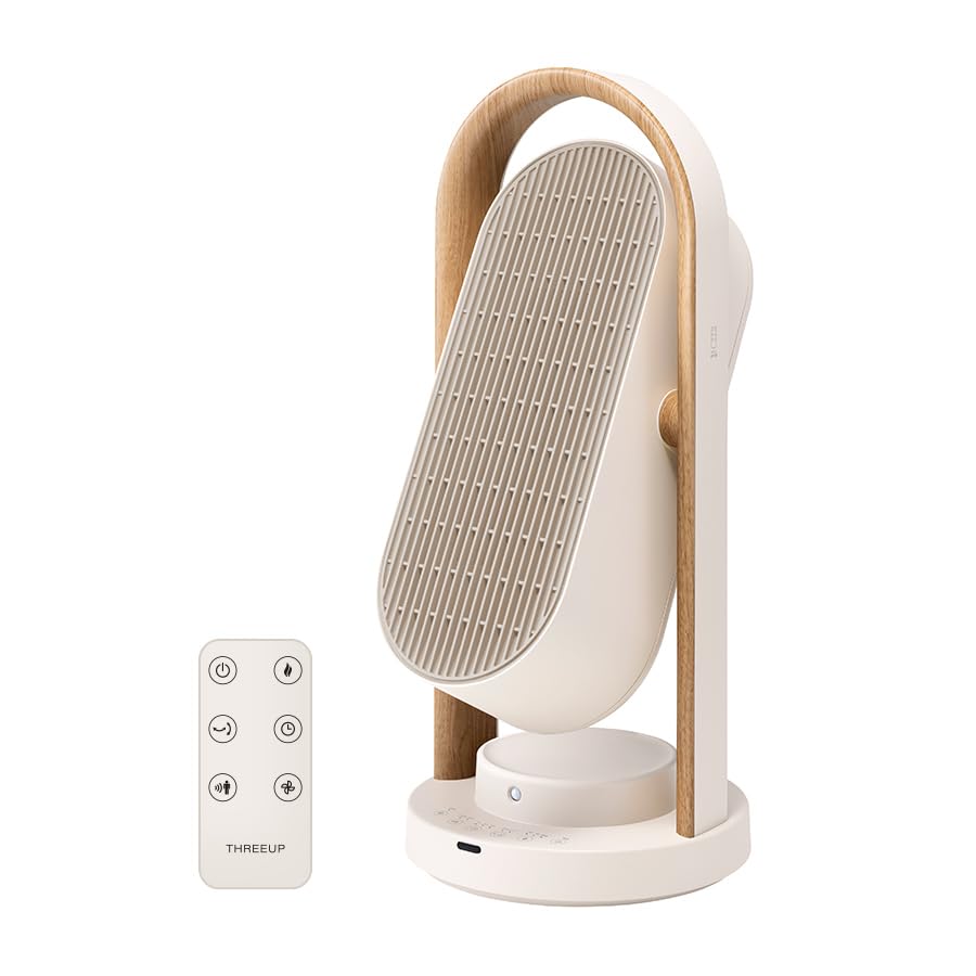 スリーアップ セラミックヒーター 上下左右自動首振り WOOD STYLE リモコン付 アイボリー CH-AZ0616IV