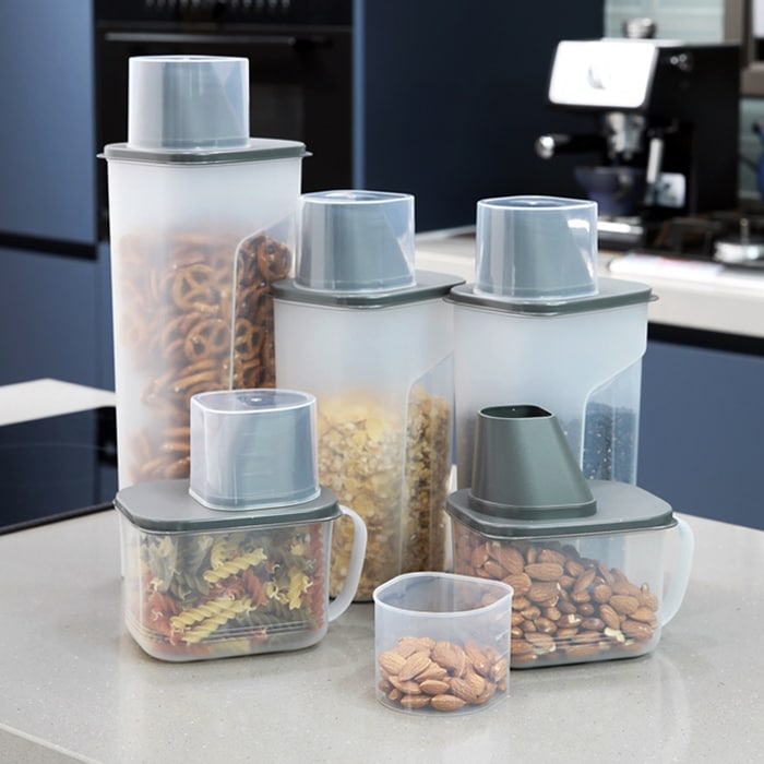 正方形穀物缶冷蔵庫容器5組セット