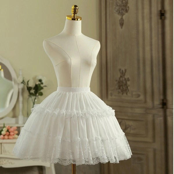 パニエ ロリータ ワイヤーあり 普段使い 2段パニエ ゴスロリ 45cm ソフトチュール Lolita ホワイト コスチューム ボリューム ゴムウエスト 萌え萌え 柔らかい 骨あり ふわふわ カワイイ