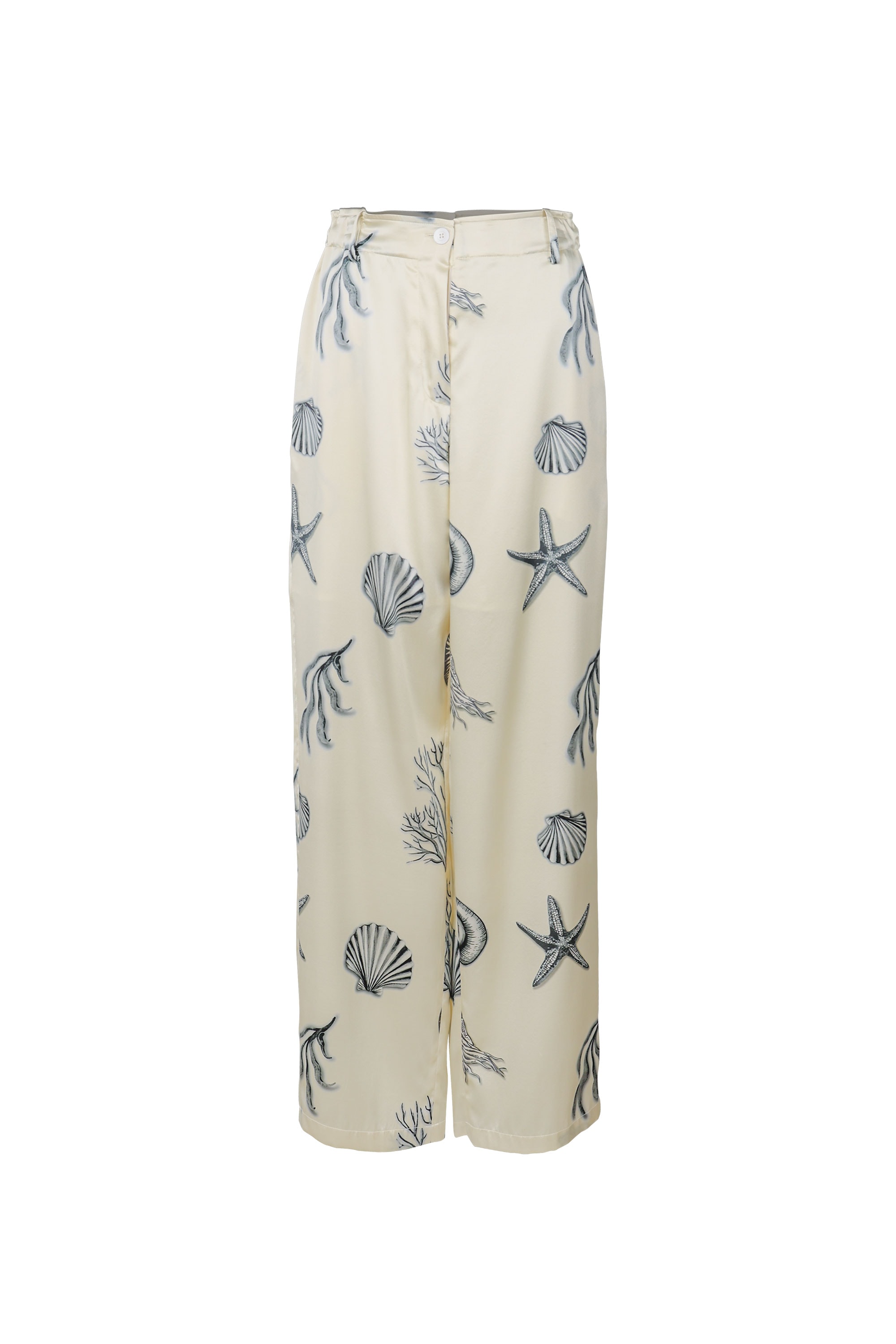 SILK BANDING WAIST REGULAR PANTS[SEASHELLS]