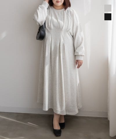 大きいサイズ レディース LL 3L 4L XL XXL XXXL ウエストタックワンピース