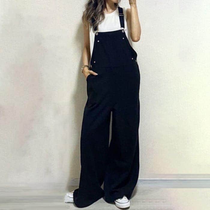 安全への配慮サロペット パンツ レディース ボトムス フルワイド ロングパンツ 体型カバー 大人服 12835